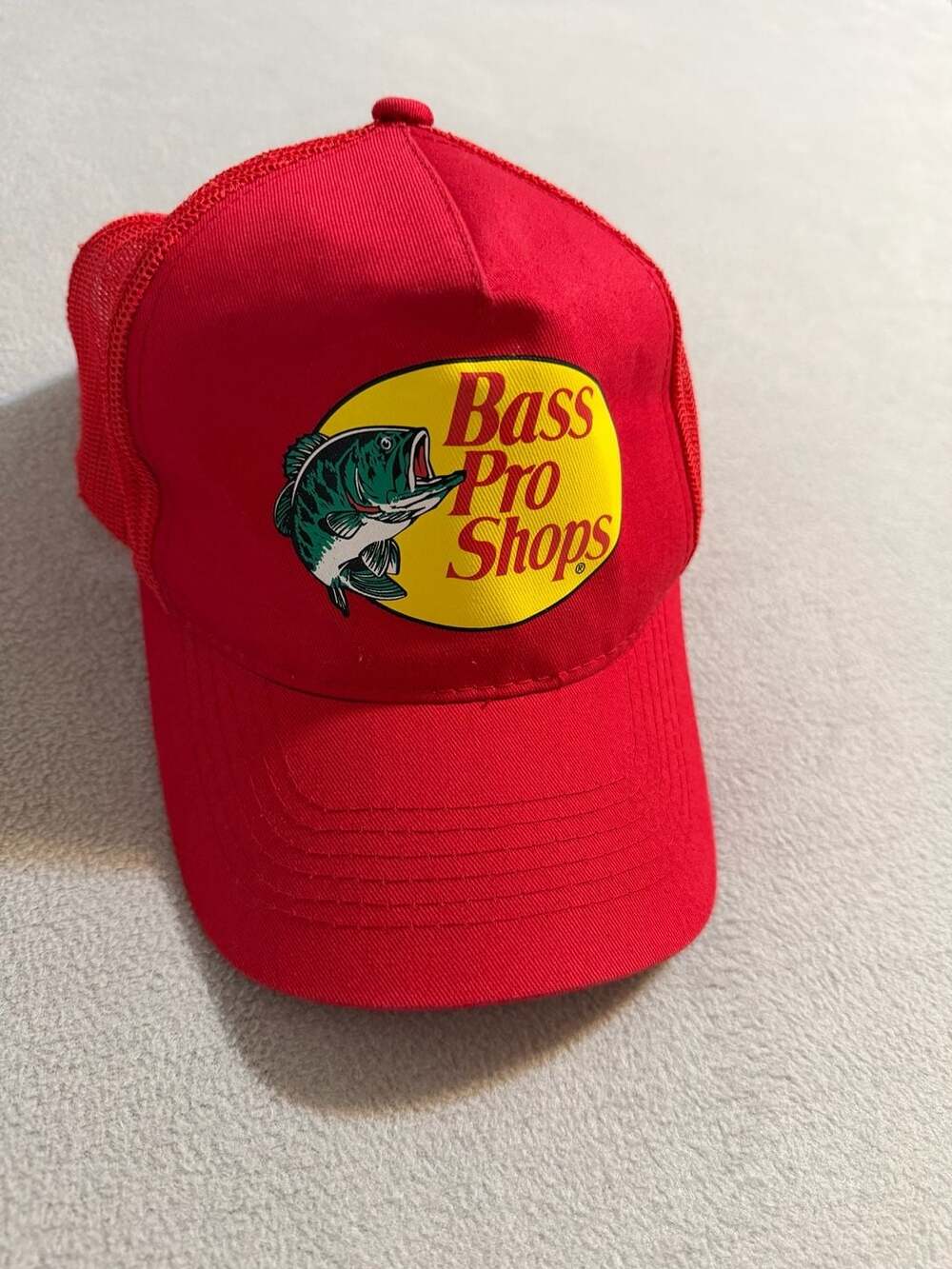 Vintage Bass Pro Shops Red Trucker Mesh Snapback Hat
